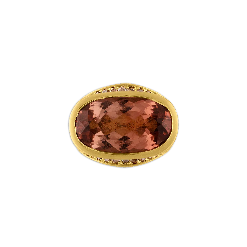 Women’s rings with brushed gold for subtlety -Umber Tourmaline and Diamond Melitodes Ring