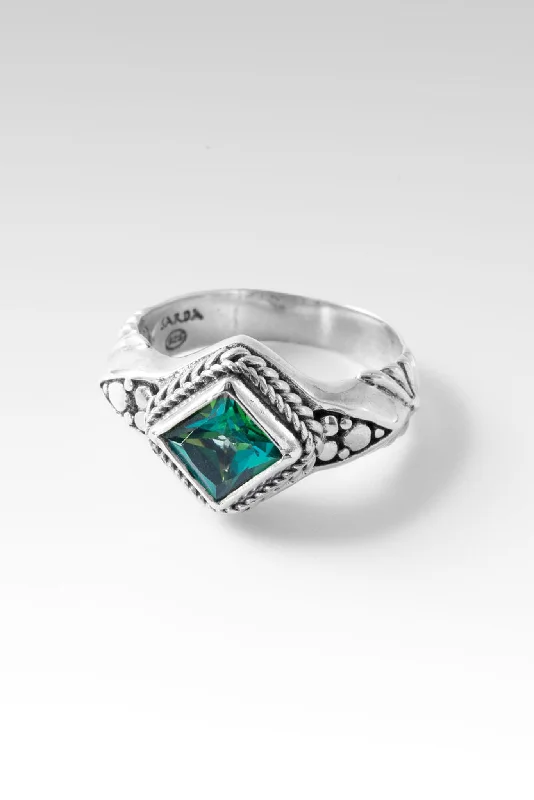 Women’s rings with etched initials for meaning -Charming Ring™ in Bali Hai™ Mystic Topaz