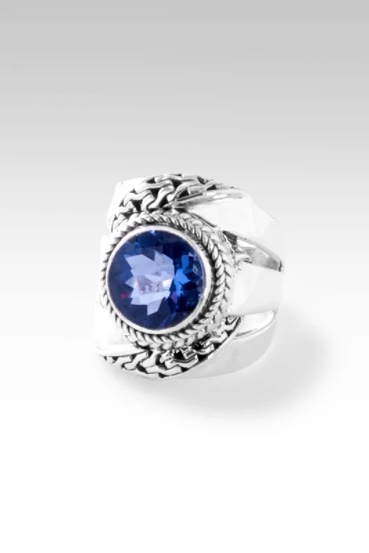 Women’s rings with faceted fluorite for hues -Beacon of Courage Ring™ in Blue Violet Fluorite