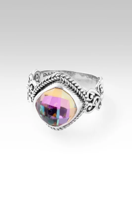 Women’s rings with claw-set onyx for sleek -Faithful Devotion Ring™ in Northern Lights Sky™ Mystic Quartz