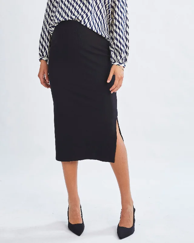 White Dresses for Pure Look -Athena Maternity Pencil Midi Skirt In Black