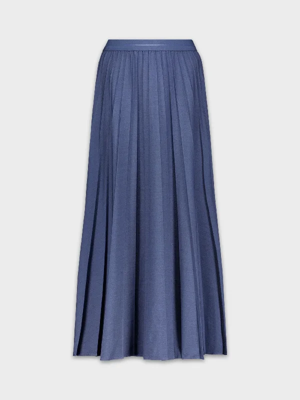 Party Dresses for Celebration -PLEATED SKIRT 37"-DENIM DARK BLUE