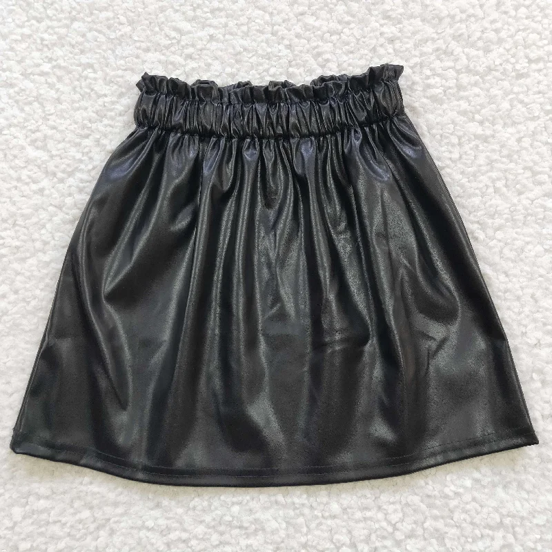 Wedding Dresses for Bridal Look -girls black leather skirt GLK0013