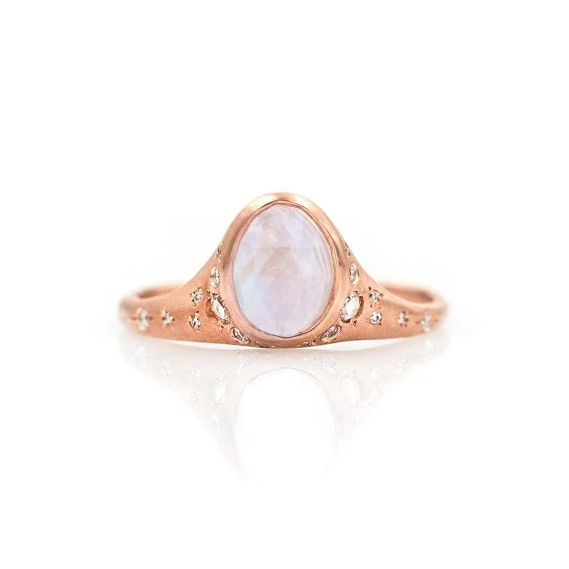 Women’s titanium rings with sleek modern designs -Illuminating Moonstone Ring