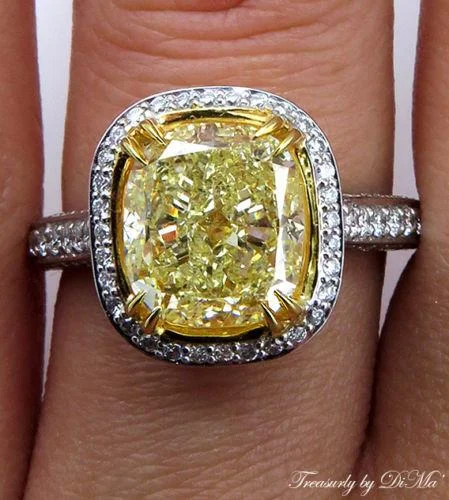 Women’s stretch rings for adjustable comfort fit -GIA 4.32CT ESTATE VINTAGE FANCY YELLOW CUSHION DIAMOND ENGAGEMENT WEDDING RING