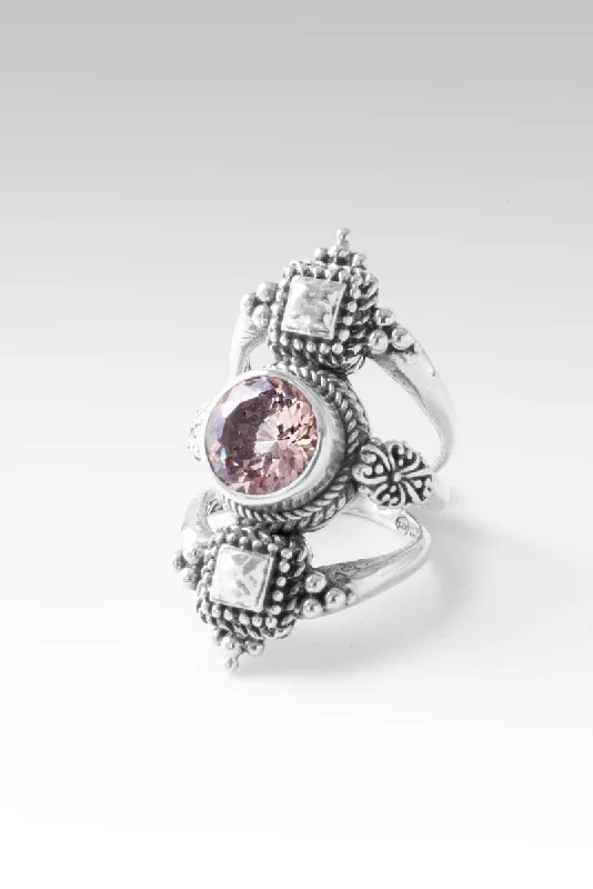 Women’s rings with aquamarine gems for calm -Heavenly Whispers Ring II™ in Morganite