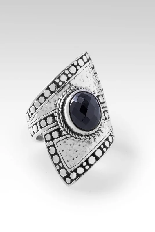 Women’s rings with starburst garnet for beauty -Display of Strength Ring II™ in Black Spinel