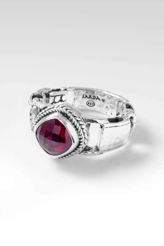 Women’s rings with eternity knot for love -Hold on to Promises Ring™ in Red Ruby