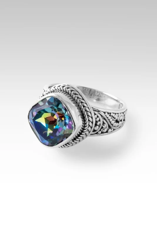 Women’s rings with spiral onyx for contrast -Eternal Life Ring™ in True Picasso™ Mystic Quartz