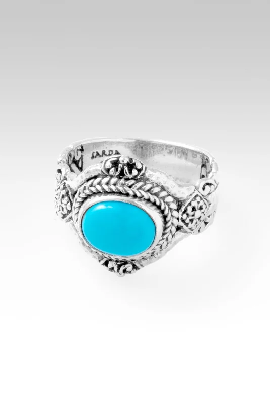 Women’s rings with carved rose quartz designs -Faithful and True Ring™ in Sleeping Beauty Turquoise