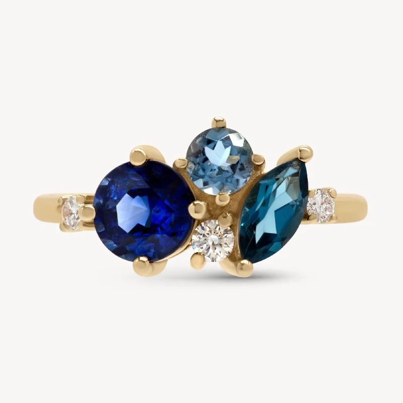 Women’s rings with topaz gems for brilliance -Large Ocean Starry Cluster Ring