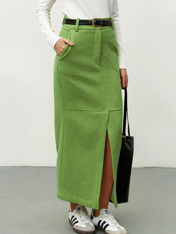 Evening Dresses for Formal Events -BerryBetty - Greeness Maxi Slit Skirt