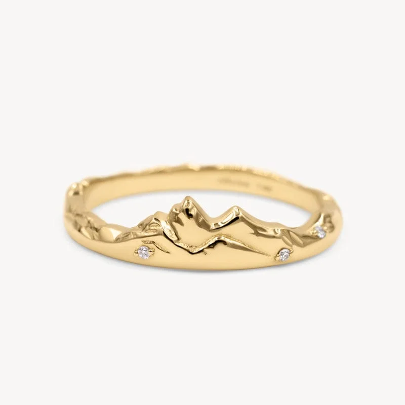 Women’s rings with butterfly motifs for whimsy -Mountain Peak Ring