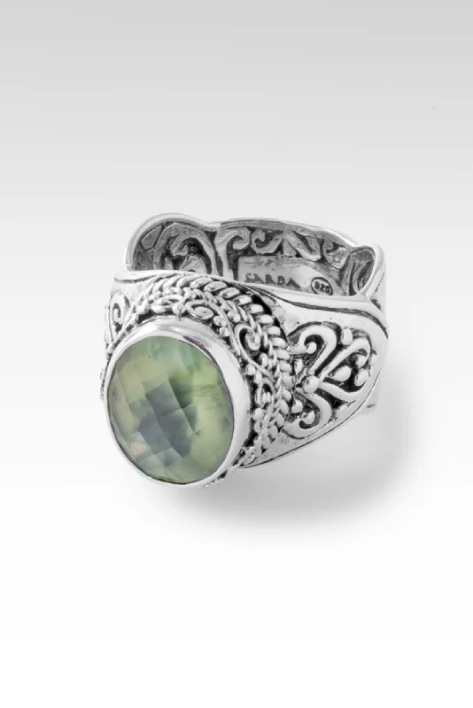 Women’s rings with vibrant aventurine for luck -Heaven and Earth Ring™ in Prehnite