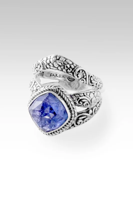 Women’s rings with raw moonstone for mystique -Gratitude Wins Ring™ in Tanzanite