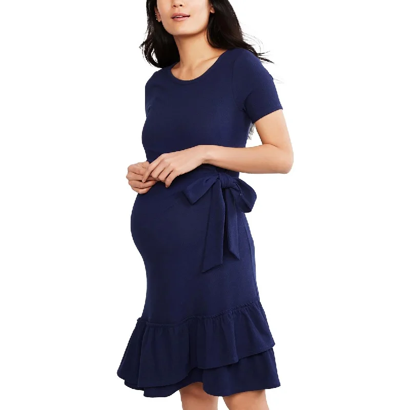 Pencil Dresses for Slimming -A Pea In The Pod Womens Ruffled Side Tie Maternity Dress