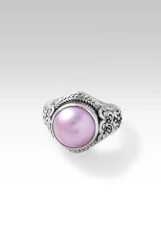 Women’s rings with pave topaz for dazzle -Garden Grace Ring™ in Pink Mabe Pearl