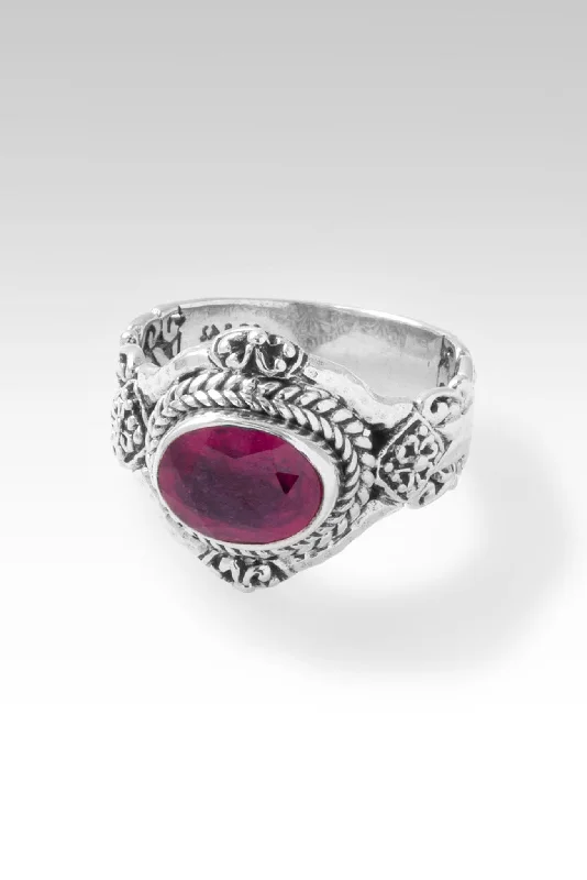 Women’s rings with peacock ore for iridescence -Faithful and True Ring™ in Red Ruby