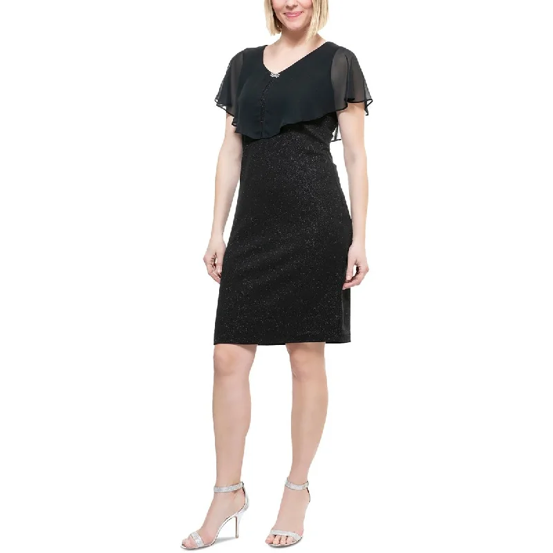 Belted Dresses for Shaping -SLNY Womens Plus Shimmer Elegant Sheath Dress