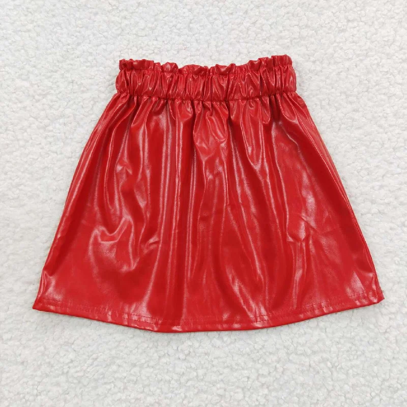 African Dresses with Culture -girls red leather skirt GLK0011