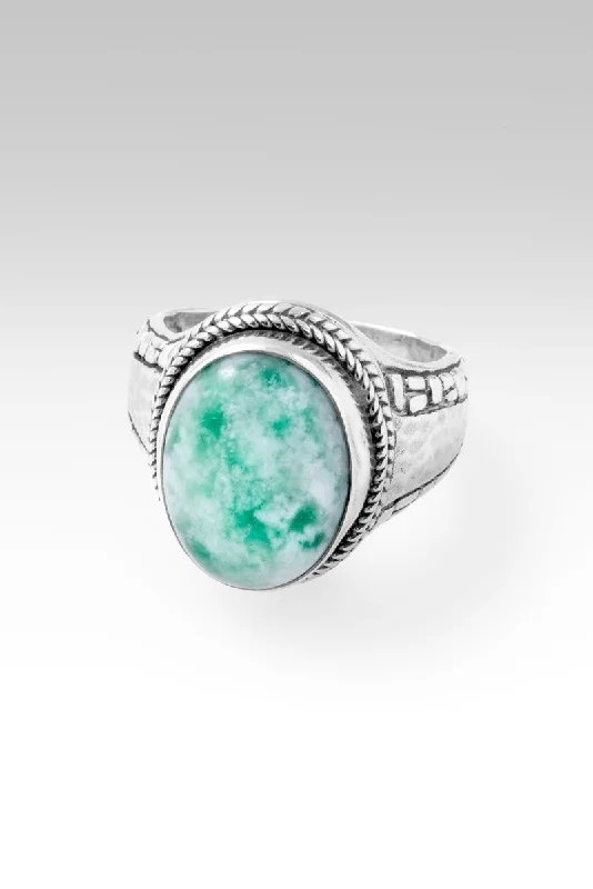 Women’s rings with mosaic opal for art -God's Blessings Ring™ in Chinese Amazonite