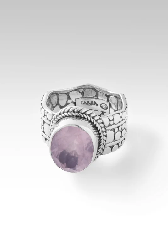 Women’s rings with pave topaz for dazzle -Faithful Servant Ring™ in Cloud Pink Rose Quartz