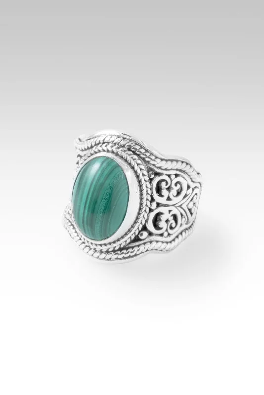 Women’s rings with carved rose quartz designs -Fullness of Joy Ring™ in Malachite