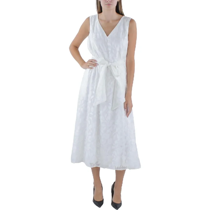 Linen Dresses for Breathable -Anne Klein Womens Long Belted Midi Dress