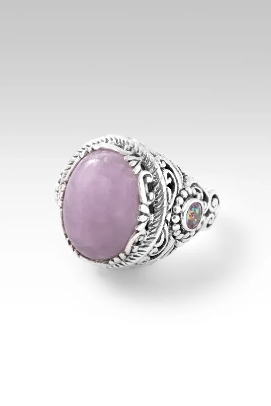 Women’s platinum rings with dazzling black diamonds -Believe and Live Ring™ in Kunzite