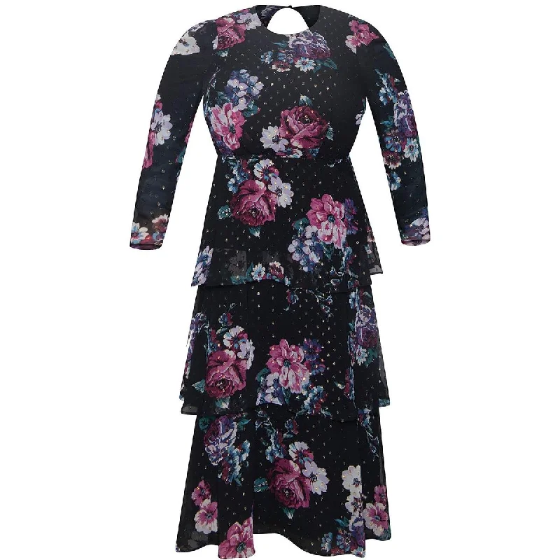 Low-waisted Dresses for Relaxed -Rachel Rachel Roy Womens Plus Floral Tiered Maxi Dress