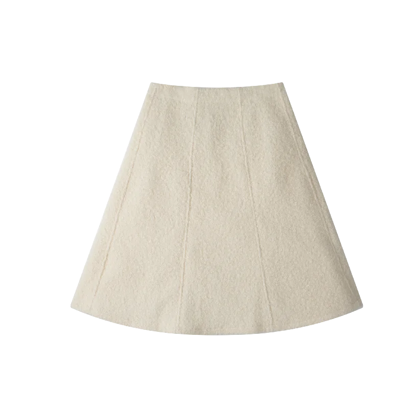 Long-sleeved Dresses for Coverage -A-LINE SHERPA SKIRT-CREME