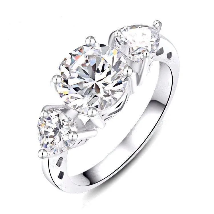 Women’s rings with herkimer diamonds for clarity -Round Cut Prong Set Cubic Zirconia Ring