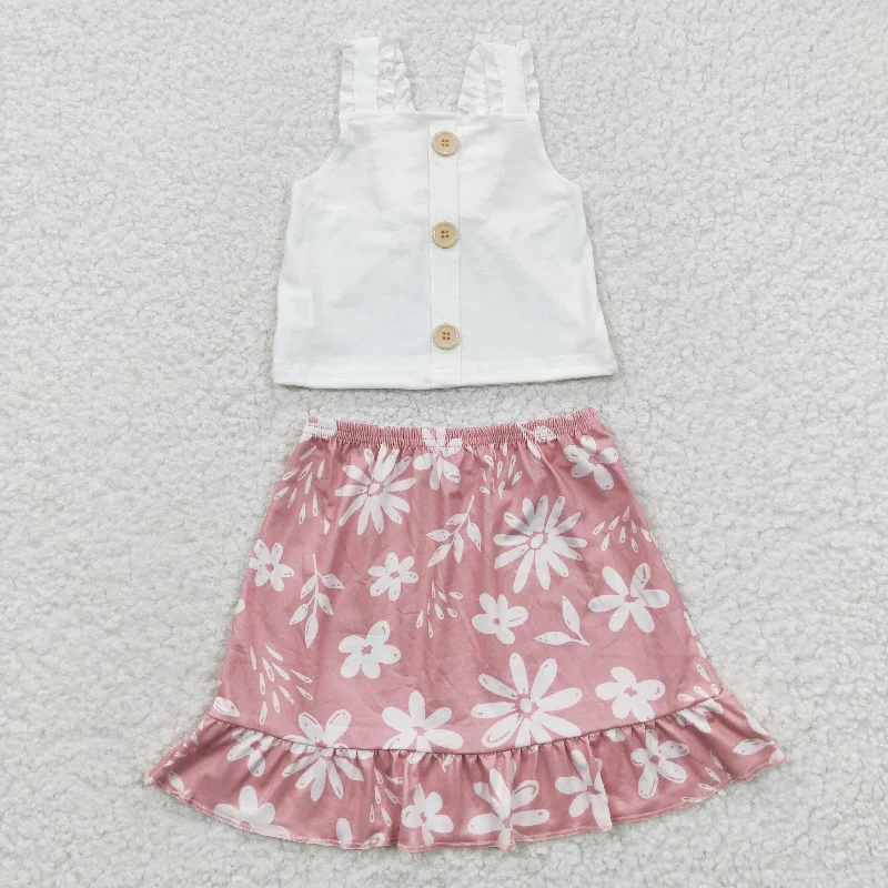 Vintage Dresses for Nostalgia -White crop tops floral skirts sets GSD0270