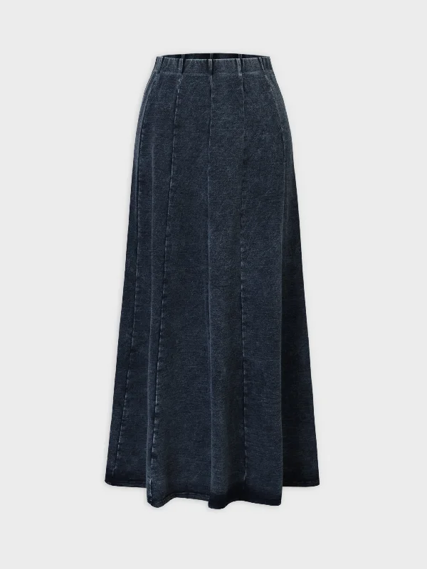 Fashionable Dresses for Style -Jersey Paneled Skirt 33"-Blue