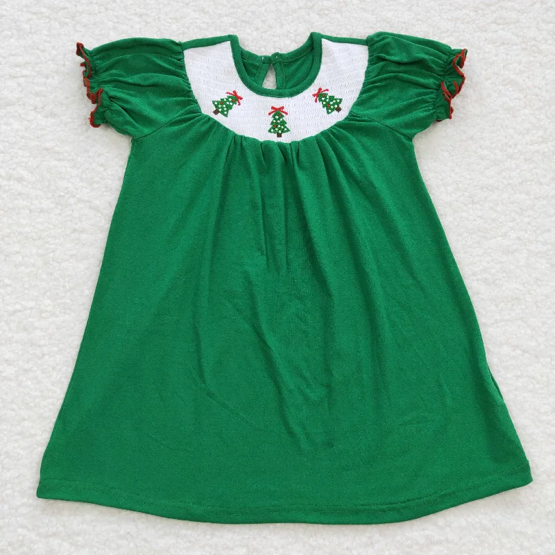 Office Dresses for Business -Kids girl green embroidery smocked dress GSD0432