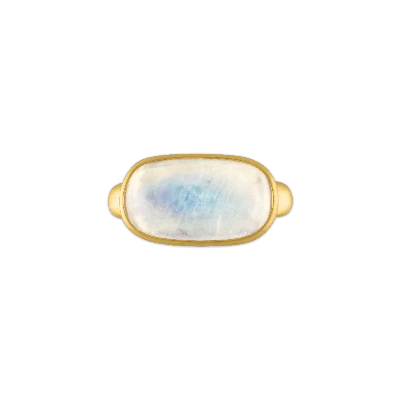 Women’s rings with bold agate for earth -Rainbow Moonstone Tegula Ring