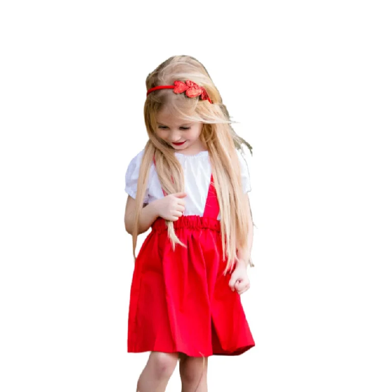 Fashionable Dresses for Style -Red Girl’s Suspender Skirt