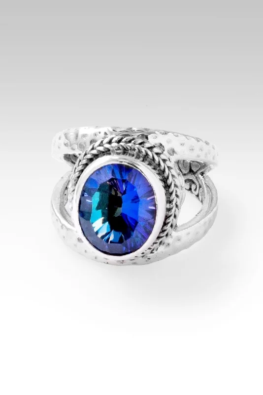 Women’s rings with polished peacock ore glow -Glory & Praise Ring™ in Odyssey Universe™ Mystic Quartz