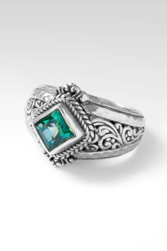 Women’s rings with agate slices for earthiness -Benevolence Ring II™ In Bali Hai™ Mystic Topaz