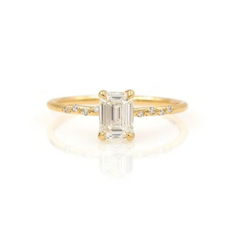 Women’s rings with eternity knot for love -Starry Emerald Cut Diamond Ring