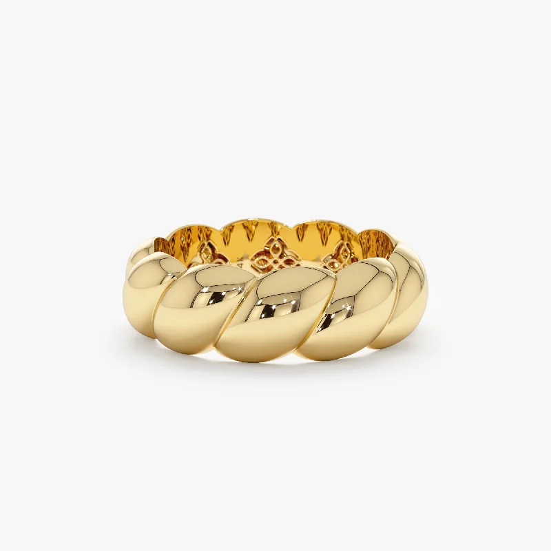 Women’s rings with crown-inspired topaz designs -Solid Gold Croissant Ring, Barbara