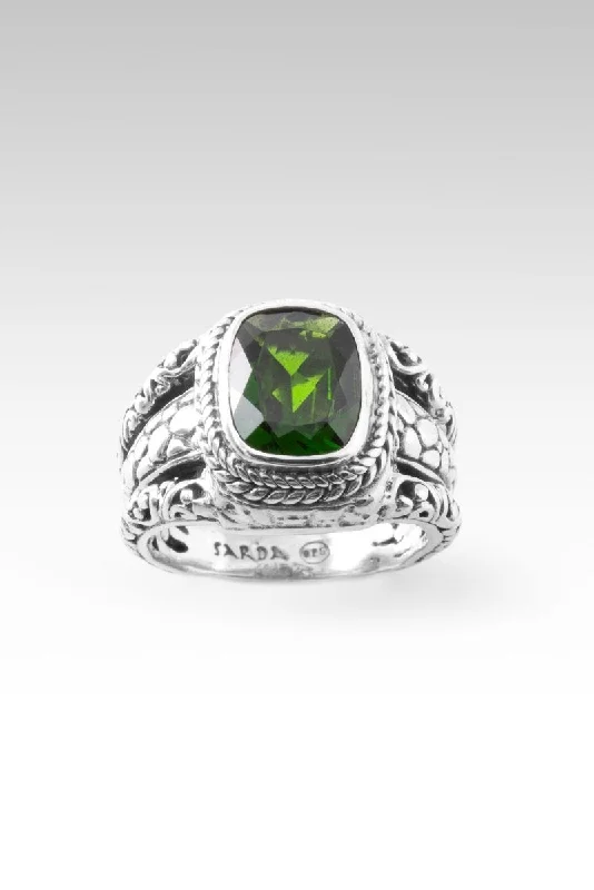 Women’s wide rings with bold amethyst gems -Be at Peace Ring™ in Chrome Diopside