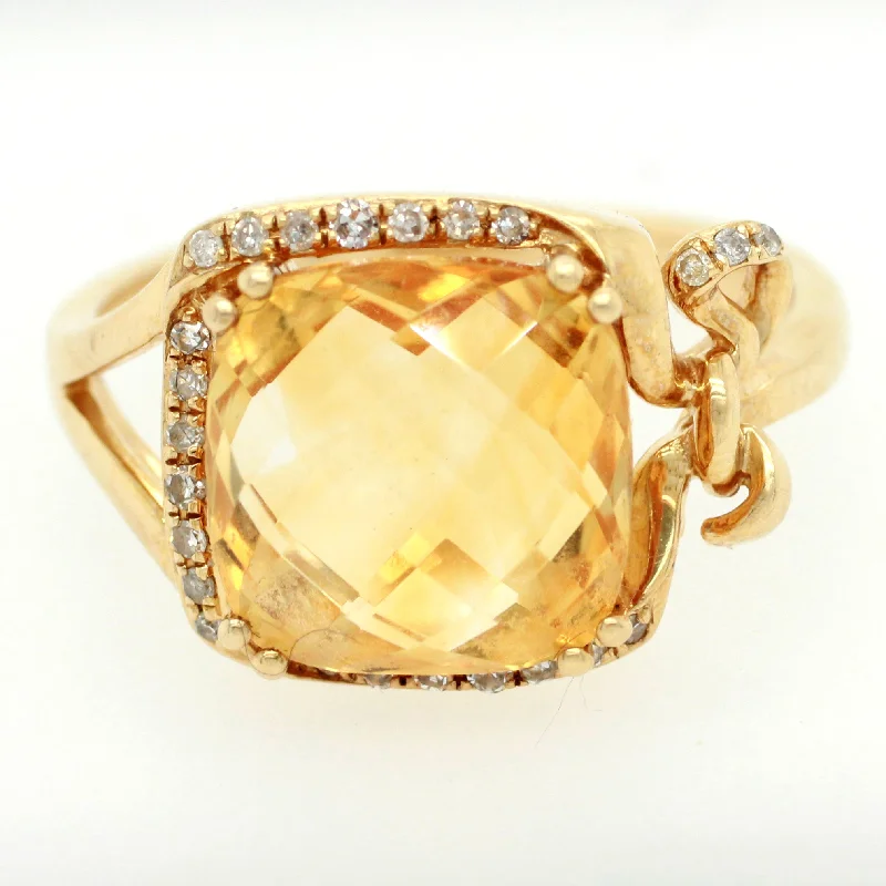 Women’s rings with tiger eye band warmth -EFFY 1.39ctw Citrine and Diamond Cocktail Ring - 14k Yellow Gold | Size 7