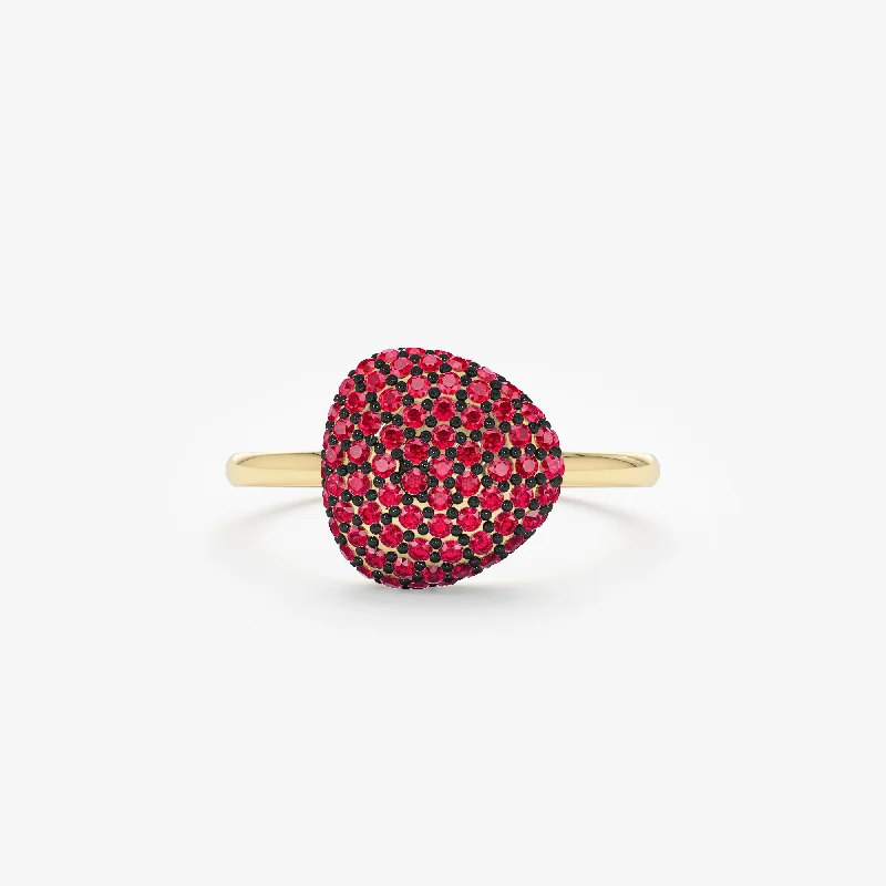 Women’s rings with matte silver for understated -Pave Ruby Ring, Holly