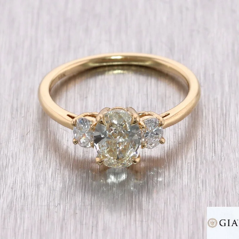 Women’s rings with vintage claw prong settings -1.01ct Oval Cut GIA L VS2 Diamond 18k Yellow Gold 1.35ctw Engagement Ring