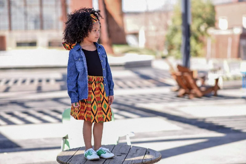 Denim Dresses for Casual Style -African Diamond Skirt Set