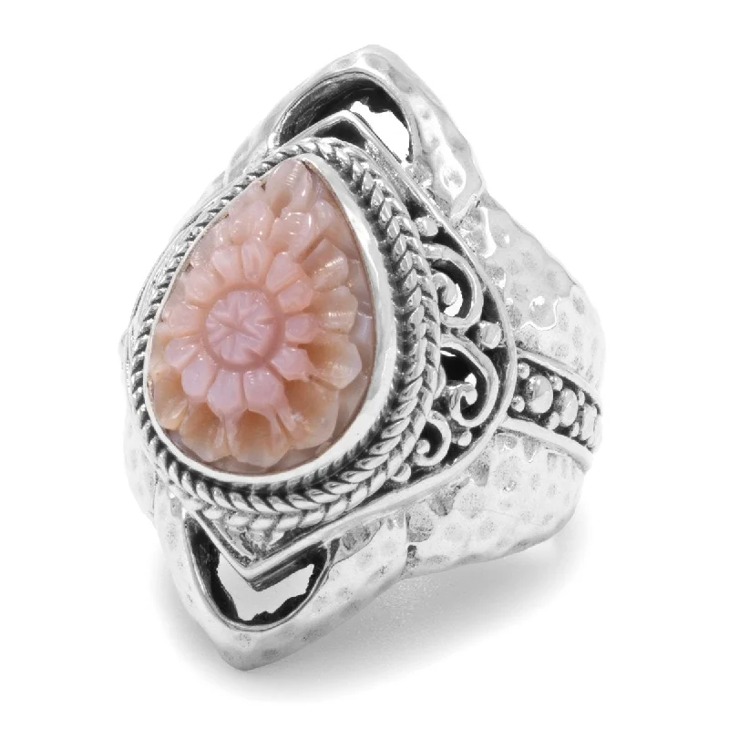 Women’s rings with knot designs for symbolism -Blooms of Blessings Ring™ in Pink Mother of Pearl