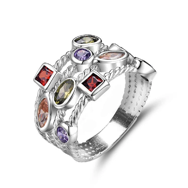 Women’s rings with lotus-inspired sapphire bands -Multicolor Ring