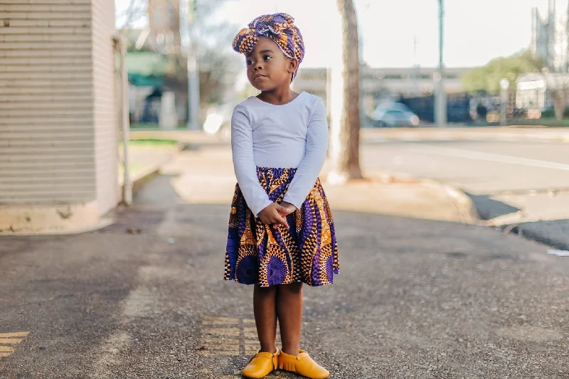 Blue Dresses for Classic -African Purple Skirt and Head Wrap