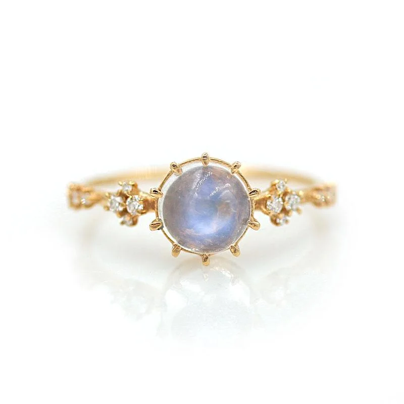 Women’s rings with crescent moonstone for charm -Twinkling Moonstone Oracle Ring